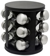 Бурканчета за подправки на стойка ZEPHYR ZP 1217 CR12, 12 бр. бурканчета, 3 нива, Въртяща се основа, Черен