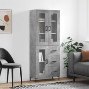 Sonata H Висок шкаф, бетонно сив, 69,5x34x180 см, инженерно дърво