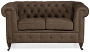Диван Chesterfield в кафяво кадифе, двуместен 150х86х80 см