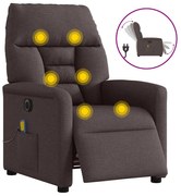 3303027 vidaXL Електрически масажен наклоняем стол, тъмнокафяв, текстил