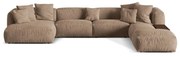Светлокафяв кадифен модулен ъглов диван (десен ъгъл/U форма) Martina – Micadoni