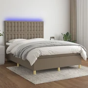 3135761 vidaXL Боксспринг легло с матрак и LED, таупе, 140x200 см, плат