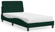 3208643 vidaXL Легло с матрак, тъмнозелено, 100x200 см, кадифе