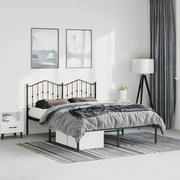 373788 vidaXL Метална рамка за легло с горна табла, черна, 135x190 см