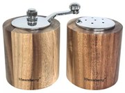 Комплект мелничка за пипер и солница Klausberg KB 7859, Керамичен механизъм, Акациево дърво, Кафяв