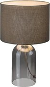 Rabalux Luxin, настолна лампа, лампа от тонирано стъкло със сив текстилен абажур, E14 1xMAX40W, В33см, Д20см, кабел: 130см, сив