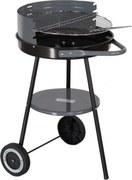 Кръгло барбекю на дървени въглища MasterGrill MG912, 40 см, Дръжка за пренасяне, Долен рафт, 2 колела, Черен/сив