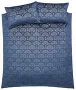 Синьо спално бельо за двойно легло 200x200 cm Art Deco Pearl - Catherine Lansfield