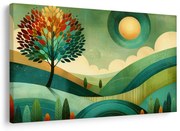 Картина на платно – Дървото на живота в слънчев пейзаж