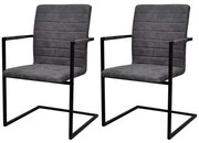 242286 vidaXL Конзолни трапезни столове, 2 бр, тъмно сиви, изкуствена кожа