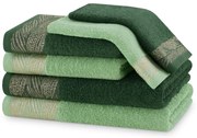 Зелени памучни хавлии и кърпи за баня в комплект 6 бр. от тери Allium – Restilo