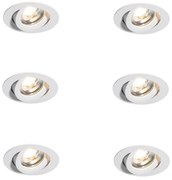 Комплект от 6 модерни вградени прожектора бели 8.2 см с LED IP54 Ултра тънки - Pupil