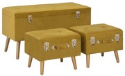 329255 vidaXL Табуретки за съхранение, 3 бр, горчица жълто, кадифе