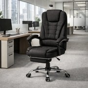 Офис стол BOSS с подложка за крака - черна тъкан