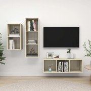 3079631 vidaXL Комплект ТВ шкафове от 3 части, дъб сонома, инженерно дърво