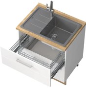 Подов шкаф за мивка Hudson R-80-2MZ-White - White glossy