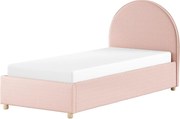 Розово тапицирано единично легло с място за съхранение с включена подматрачна рамка 90x200 cm Moon – Vipack
