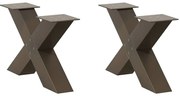 4012943 vidaXL Крака за масичка за кафе, X-образни, 2 бр., естествена стомана, 60 x (30-31) см, стомана