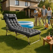 Градински шезлонг с матрак и регулируема облегалка VENUS