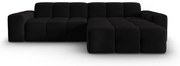 Ъглов диван от черно кадифе (десен ъгъл) Kendal - Micadoni Home