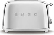 Тостер за хляб SMEG 50's Style TSF01SSEU, 950W, 2 филии, 6 нива, Тавичка за трохи, Вграден кабел, Неръждаема стомана, Сребрист