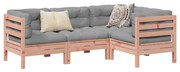 3299417 vidaXL Градински комплект с възглавници, 4 части, дугласка ела масив