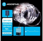 Aigostar - LED соларни коледни лампички 100xLED/8 функции 12 м IP65 студено бял