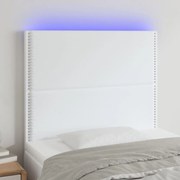 3122357 vidaXL LED горна табла за легло, бяла, 80x5x118/128 см изкуствена кожа