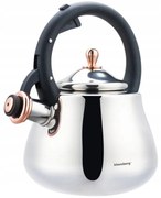 Свирещ чайник Klausberg KB 7776, 2.8 л, Индукция, Топлоизолирана дръжка, Инокс/розово злато