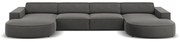 Ъглов диван от сиво кадифе (U-образен) Jodie - Micadoni Home