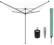 Външен простор Brabantia Lift-O-Matic 1003466, 50 м, Регулируема височина, Метален шиш за вкопаване, Калъф, Торба с щипки, Резистентен на корозия, Инокс