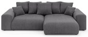 Сив разтегателен ъглов диван с място за съхранение от рипсено кадифе (променлив) Luma – Ropez
