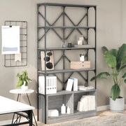 845429 vidaXL Библиотека, сив сонома, 100x26x180 см, инженерно дърво и метал