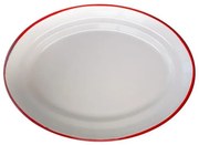 Емайлирано плато овално 30см крем/червено RETRO-(96/30 105+105)
