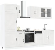 3314793 vidaXL Комплект кухненски шкафове от 8 части "Kalmar" с висок гланц, бяло инженерно дърво