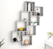 807182 vidaXL Стенен кубичен рафт, бетонно сив, 90x15x119 см, инженерно дърво