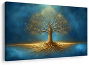Картина на платно – Златното дърво на живота в синьо
