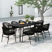 3099226 vidaXL Градински трапезен комплект, 9 части, черен