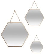 Сет огледалa atmosphera Leny, 20/25/30 cm, 3 бр - Златен