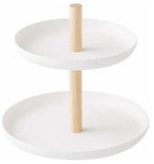 Бяла стойка с 2 купи за съхранение и детайли от букова дървесина Tosca - YAMAZAKI