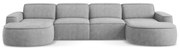 Светлосив шенилов ъглов диван (U форма) Omao – Makamii