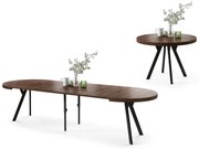 ВИТО Кафяв дъб/черни крака - ГОЛЯМА КРЪГЛА МАСА Ø110 РАЗТЕГАТЕЛНА ДО 310 cm С КРАКА Y ЛОФТ/ИНДУСТРИАЛНА