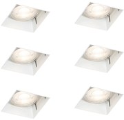 Комплект от 6 вградени прожектора бели GU10 50mm без рамка - Oneon