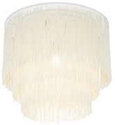 Ориенталска таванна лампа злато кремав абажур с ресни - Franxa