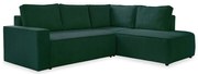 Тъмнозелен разтегателен ъглов диван от рипсено кадифе (десен ъгъл) Brave Dave – Miuform