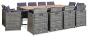 46383 vidaXL Градински комплект с възглавници, 13 части, полиратан, антрацит