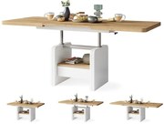 ЛЕКСУС Дъб Крафт злато/Бял мат - МОДЕРНА РАЗТЕГАТЕЛНА ХОЛНА МАСА С ПОВДИГАЩ МЕХАНИЗЪМ