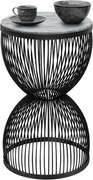 Метална - МДФ странична маса Stella в черен - бял мраморен ефект Ø34,5x56,5см.