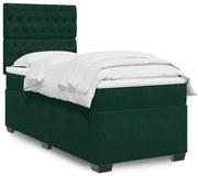 3290795 vidaXL Боксспринг легло с матрак, тъмнозелена, 90x190 см, кадифе