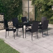 3099398 vidaXL Градински трапезен комплект, 7 части, черен